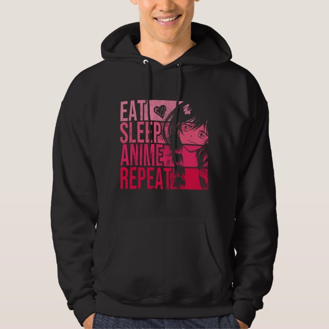 Veste À Capuche Manger Dormir Anime Répéter - Idée Cadeau pour les (Devant)