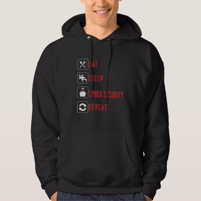 Veste À Capuche Manger Dormir Cybersécurité Répéter et Protéger Pr (Devant)