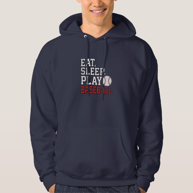 Veste À Capuche Manger Dormir Jouer Baseball Citation Drôle de Bas (Devant)