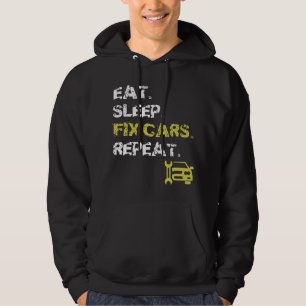 Veste À Capuche Manger Dormir Réparer Voitures Répéter Mécanicien