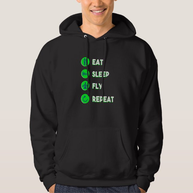 Veste À Capuche Manger Dormir Voler Répéter Amour Pour Voler Pilot (Devant)