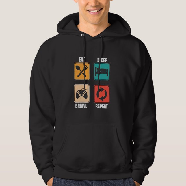 Veste À Capuche Manger Sleep Funny Gamer Design (Devant)