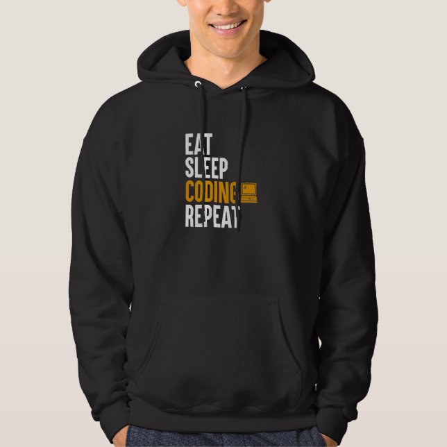 Veste À Capuche Manger Sommeil Codage   Programmation Ordinateur B (Devant)