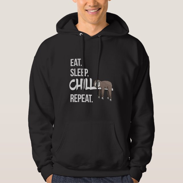 Veste À Capuche Mangez le sommeil froid Répéter mignon Lazy Chilli (Devant)