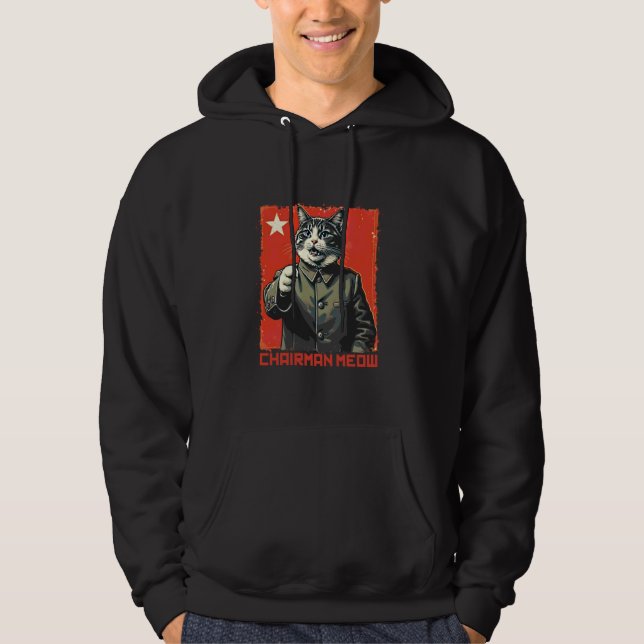Veste À Capuche Mao Zedong Chat Communisme Propagande Poster Drôle (Devant)