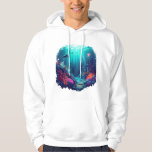 Veste À Capuche Marées Néon – Illustration du Royaume de l'Ocean P