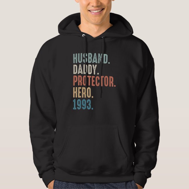 Veste À Capuche Mari Daddy Protector Hero Best Papa depuis 1993 (Devant)