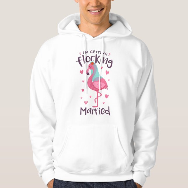 Veste À Capuche Mariée Flamant Rose Rassemblement de Mariage Cérém (Devant)