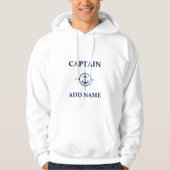 Veste À Capuche Marine Compass Ancre Capitaine Ajouter un nom ou u (Devant)