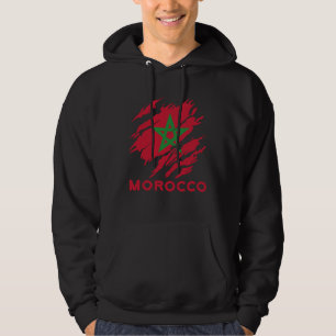 Veste À Capuche Maroc Drapeau Marocain Vintage Fierté