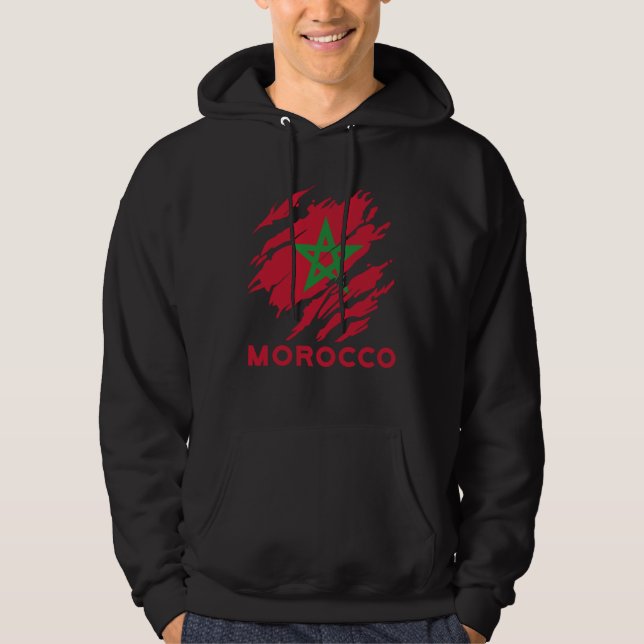 Veste À Capuche Maroc Drapeau Marocain Vintage Fierté (Devant)