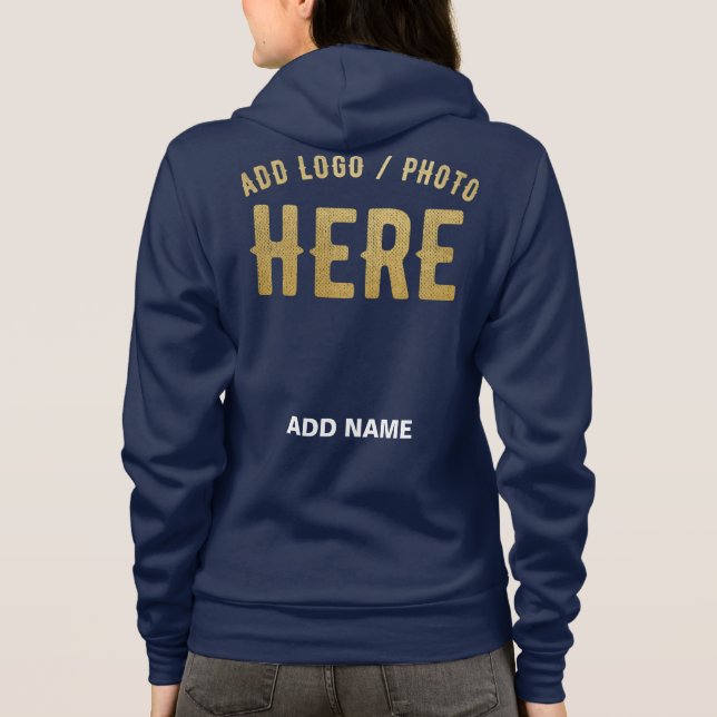 VESTE À CAPUCHE MARQUE VERIFIEE BLEU NAVY MODERNE ET CHIC (Dos)