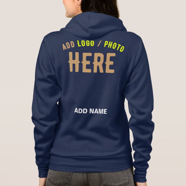VESTE À CAPUCHE MARQUE VERIFIEE BLEU NAVY MODERNE ET CHIC (Dos)