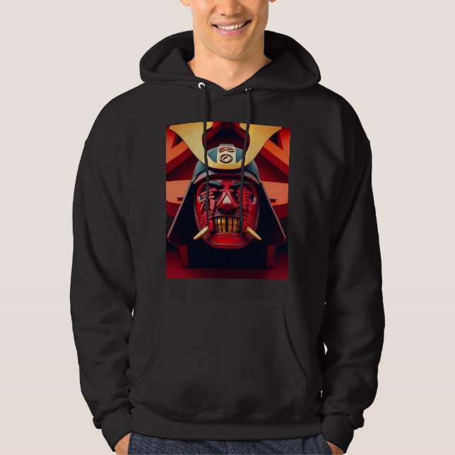 Veste À Capuche Masque de samouraï anime rouge (Devant)