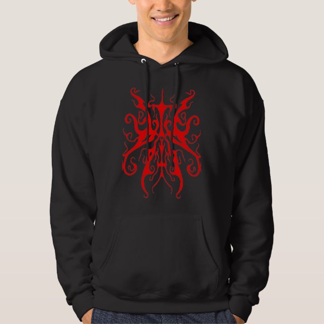 Veste À Capuche Masque Tribal Rouge Élégant Design Abstrait (Devant)