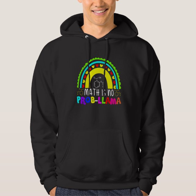 Veste À Capuche Math n'est pas Prob Llama Arc-en-ciel (Devant)