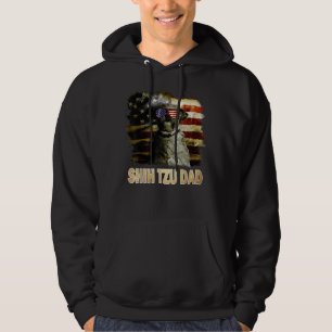 Veste À Capuche Meilleur Chih Tzu Papa Jamais Drapeau Américain 4 