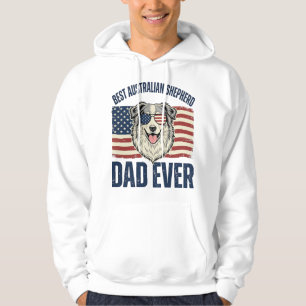 Veste À Capuche Meilleur papa Australian Shepherd patriotique