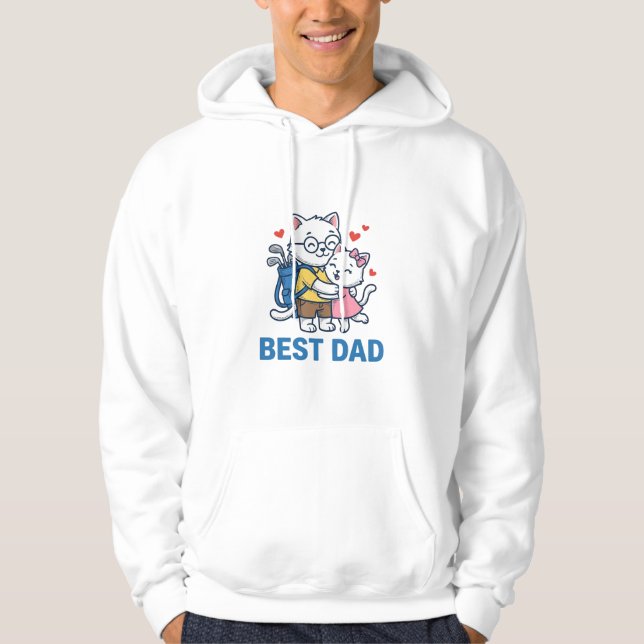 Veste À Capuche Meilleur Papa Golf Chat Câlin Mignon Design Vector (Devant)