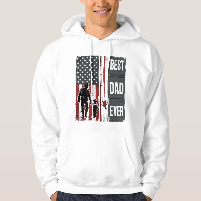 Veste À Capuche Meilleur Papa Jamais Drapeau de Pêche Conception d (Devant)