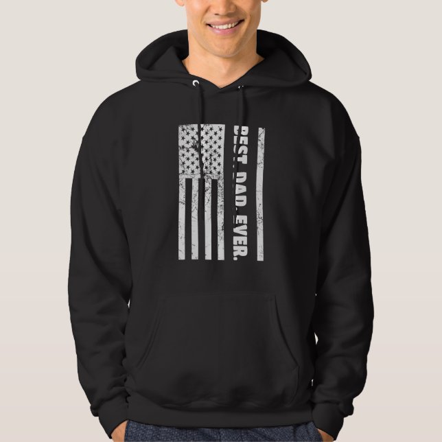 Veste À Capuche Meilleur Papa USA Drapeau Vertical (Devant)