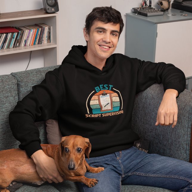 Veste À Capuche Meilleur superviseur de script - Rétro (Créateur téléchargé)
