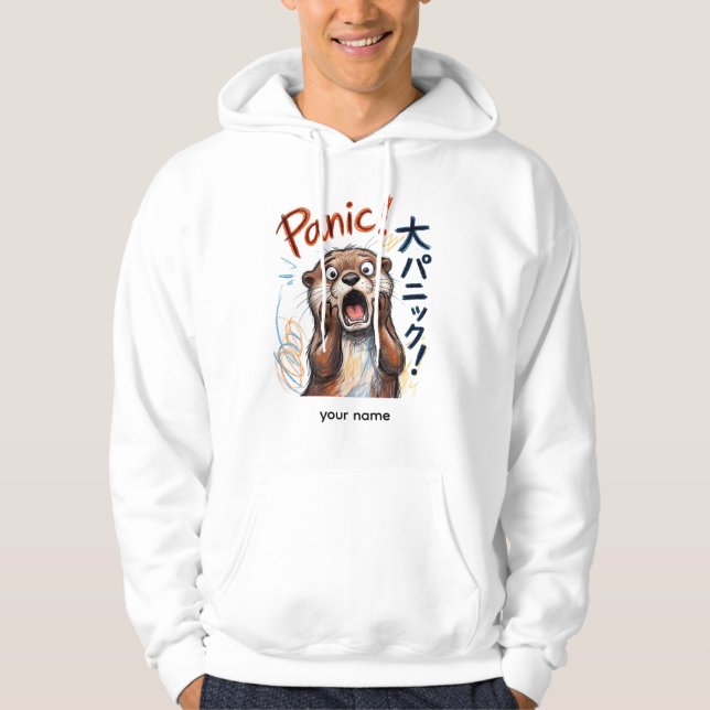 Veste À Capuche Mème drôle de loutre paniquée  (Devant)