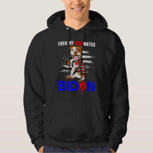 Veste À Capuche Même mon chien déteste Biden USA Drapeau Pitbull T