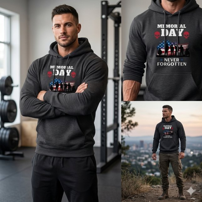 Veste À Capuche Memorial Day Never Forgotten USA 250 Hoodie (Make a statement this Memorial Day. Stand tall in the official USA 250th anniversary gear.)