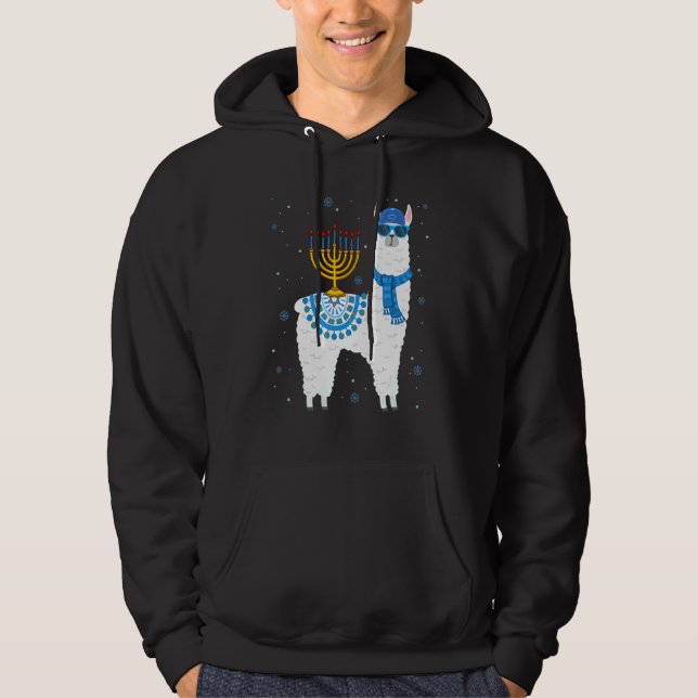 Veste À Capuche Menorah Hanoukka Llama Cute Llama Alpaca Chanukah (Devant)