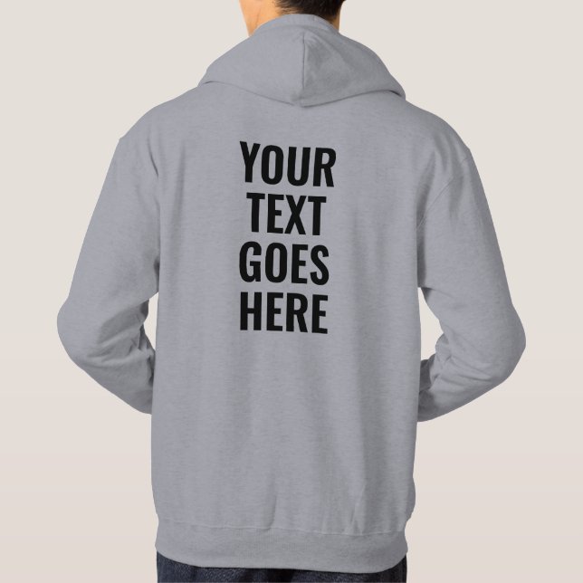 Veste À Capuche Mens Back Side Imprimé Moderne Élégant Gris (Dos)