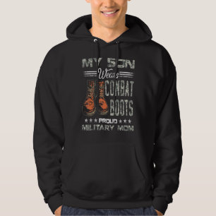 Veste À Capuche Mens Mon Fils Porte Des Bottes De Combat Fière Mam