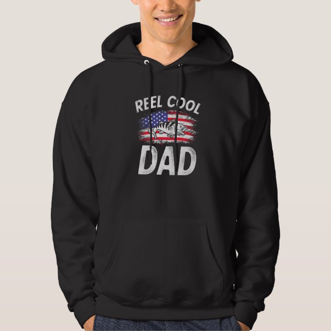 Veste À Capuche Mens Reel Cool Papa Pêche Fête des pères American  (Devant)