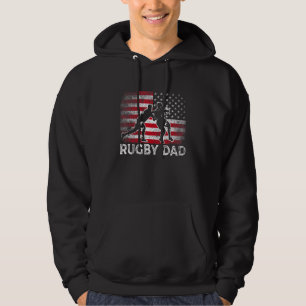 Veste À Capuche Mens Rugby Papa Vintage American Flag Retro Père