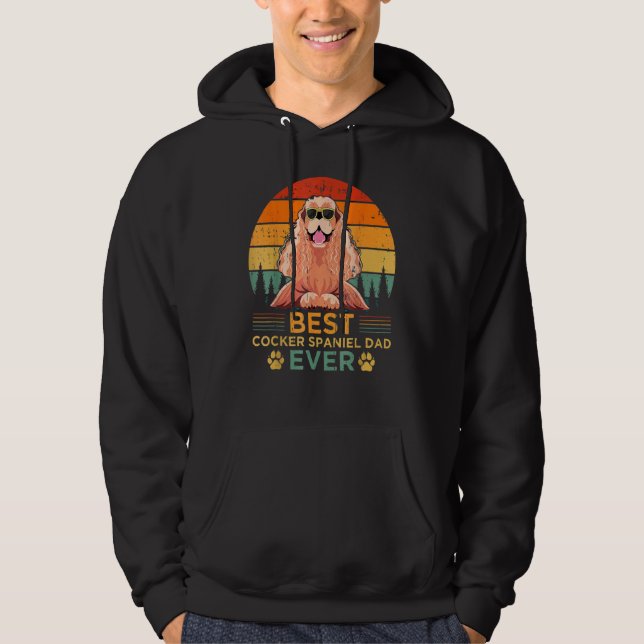 Veste À Capuche Mens Style Rétro Meilleur Cocker Espagnol Papa Jam (Devant)