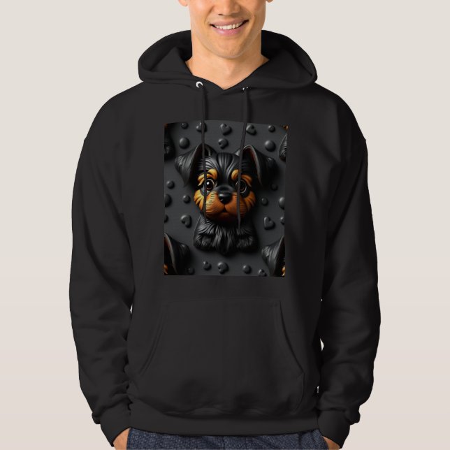 Veste À Capuche Mens XL Hoodie Black Puppy Dog (Devant)