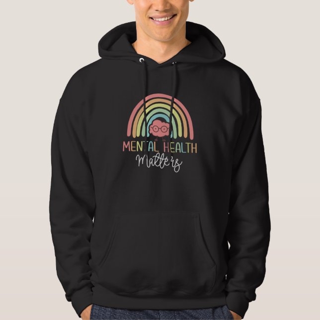 Veste À Capuche Mental Health Matters Awareness Rainbow Brain For  (Devant)