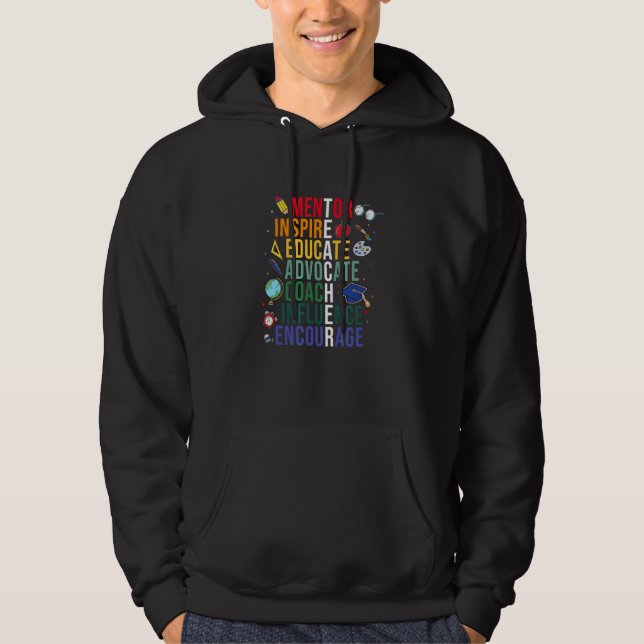Veste À Capuche Mentor Inspirer Éduquer Enseignant Inspiré La Vie  (Devant)