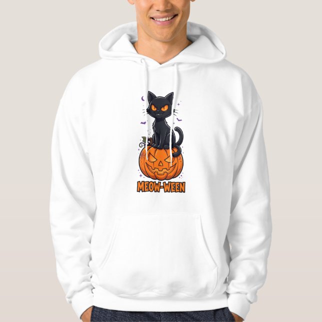 Veste À Capuche Meow-Ween Chat Noir Halloween (Devant)