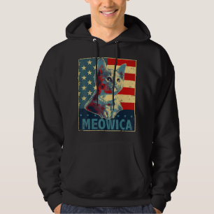 Veste À Capuche Meowica Chat 4 juillet Drapeau Patriotique América