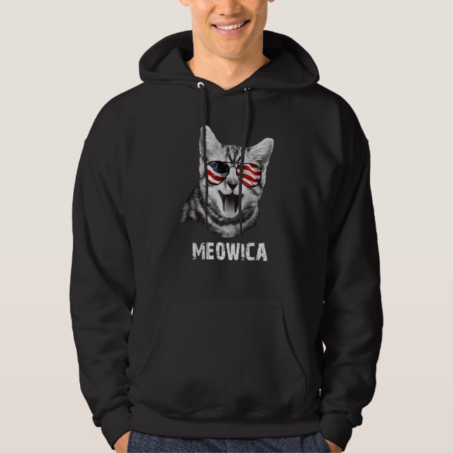Veste À Capuche Meowica Chat Américain Drapeau Chat (Devant)