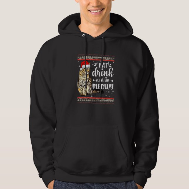Veste À Capuche Meowy Tabby Chat Vilain Chat de Noël Chat Jumper (Devant)