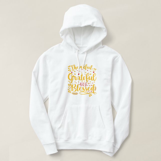 Veste À Capuche Merci Grateful Blessé Thanksgiving Cadeau Graphi (Design devant)