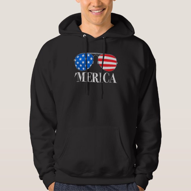 Veste À Capuche Merica 4 juillet Lunettes de soleil Patriotique Ga (Devant)