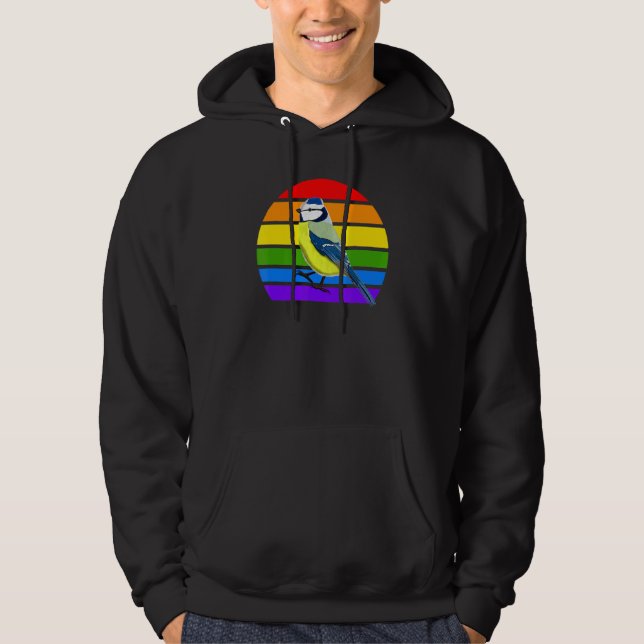 Veste À Capuche Mésange bleue Oiseau arc-en-ciel Ornithologue Oise (Devant)