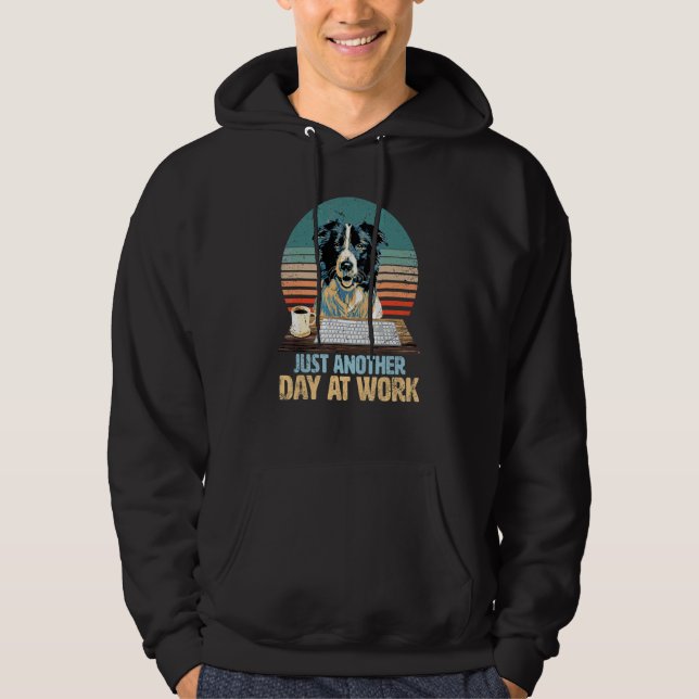 Veste À Capuche & mignon Border Collie a un travail ennuyeux (Devant)