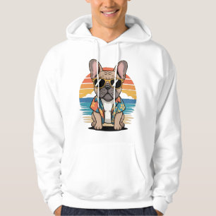Veste À Capuche Mignon Bouledogue Français portant des lunettes de