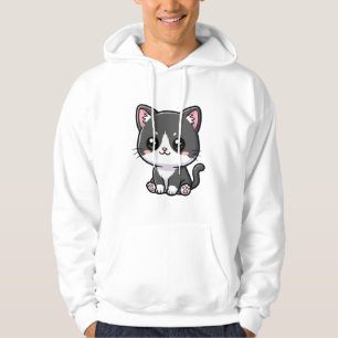 Veste À Capuche Mignon Chat Chibi Noir Blanc