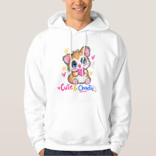 Veste À Capuche Mignon et chaotique Kawaii Hamster avec cœur rose