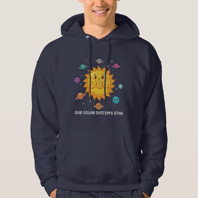 Veste À Capuche Mignon Système Solaire Papa Étoile Espace Dessin A (Devant)
